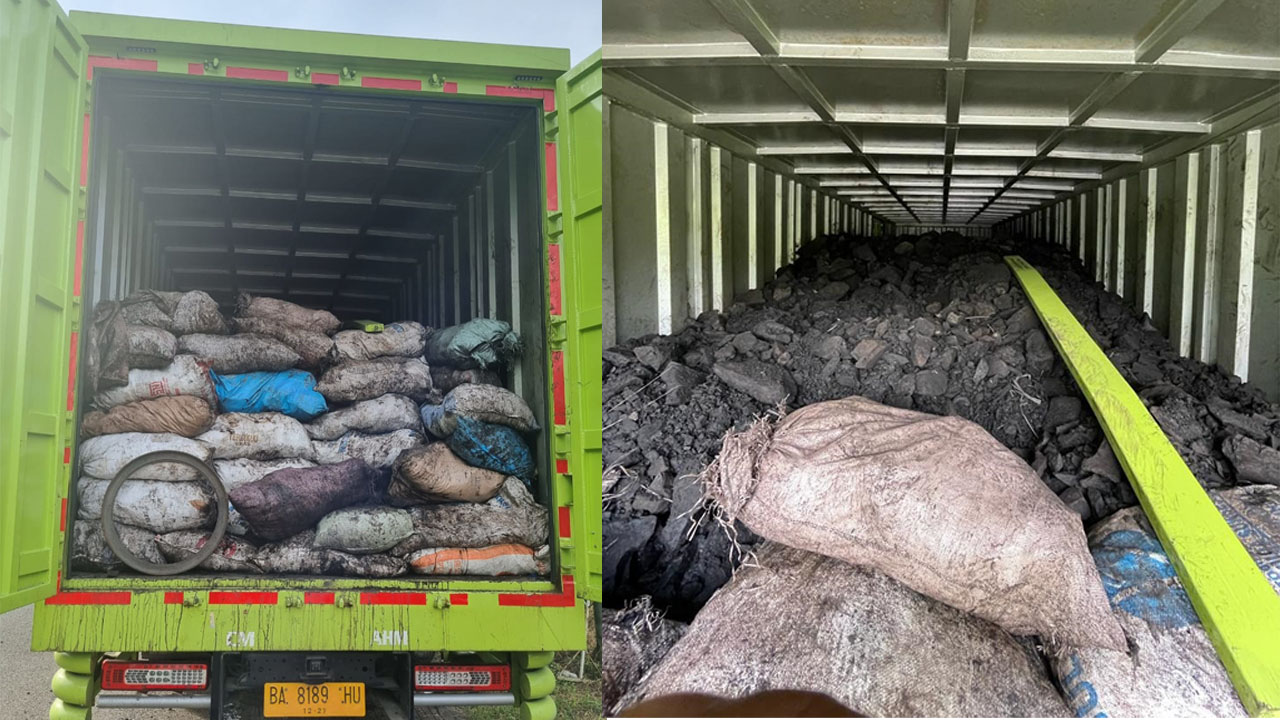 Polres Muara Enim Amankan Mobil Box Bermuatan Batu Bara Ilegal